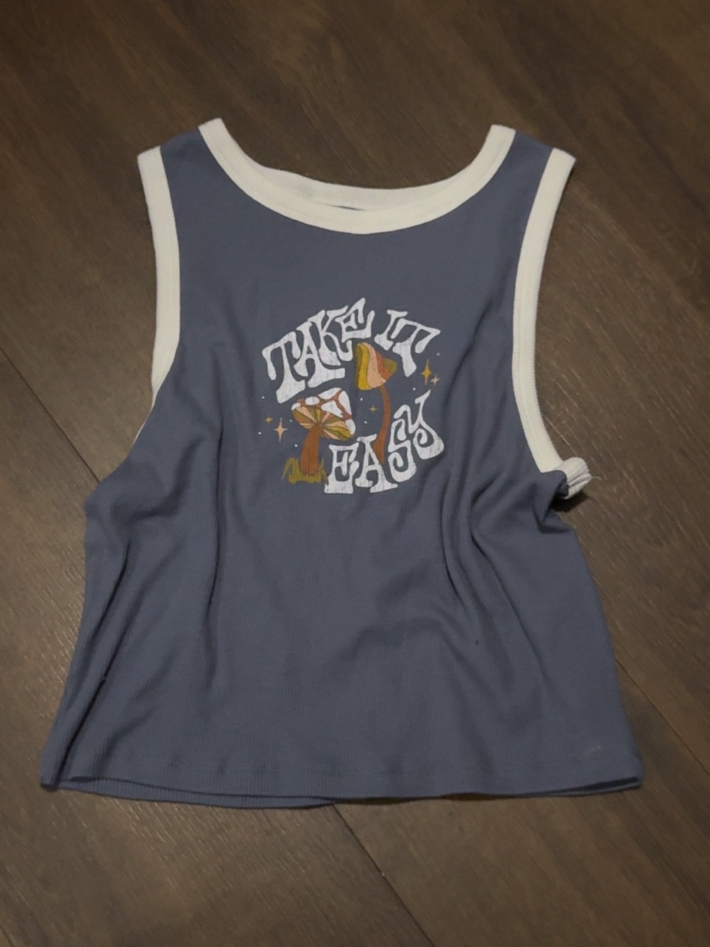 Hollister 'Take It Easy' Ribbed Tank - Blue with White Trim